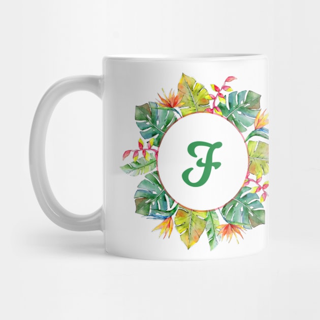 Tropical Leaves Floral Monogram - Letter F by MysticMagpie